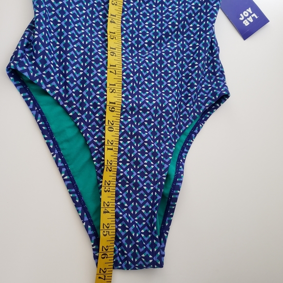 JoyLab Swimsuit Women’s One Piece Diamond Pattern Blue Green Size Small NWT - Picture 7 of 10